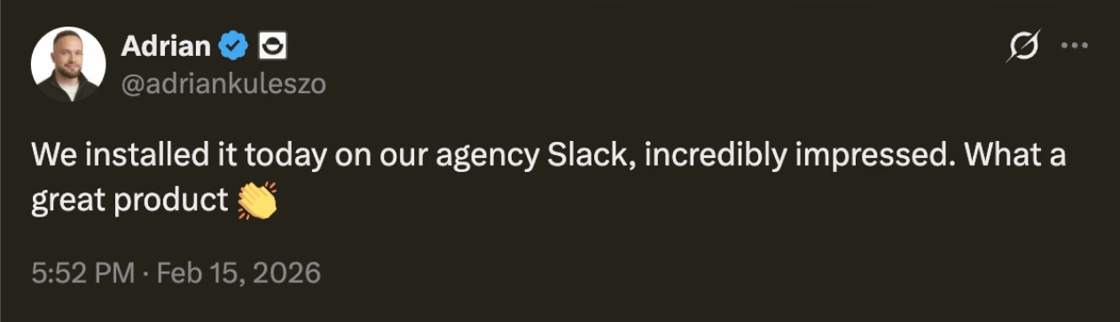 Tweet by Adrian impressed after installing Viktor